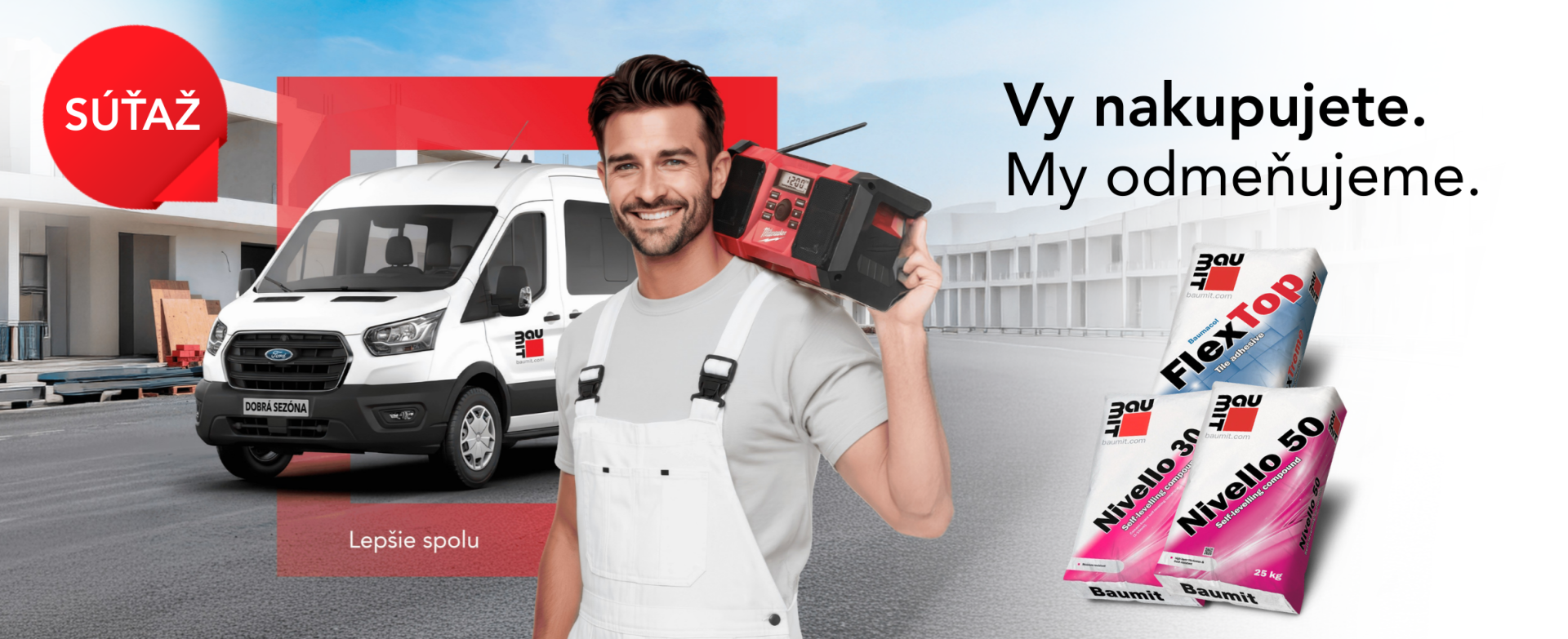 Nakupujte a vyhrajte s Baumitom. Hrajte o Ford Transit a 22 ďalších cien každý mesiac!